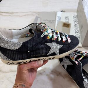Golden Goose Superstar Corduroy Print Sneaker with Swarovski Crystal Details
